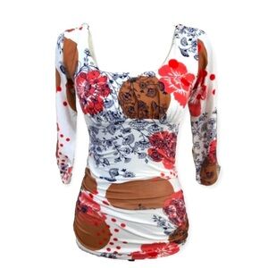 Cabi Grecian Floral Dot Blouse